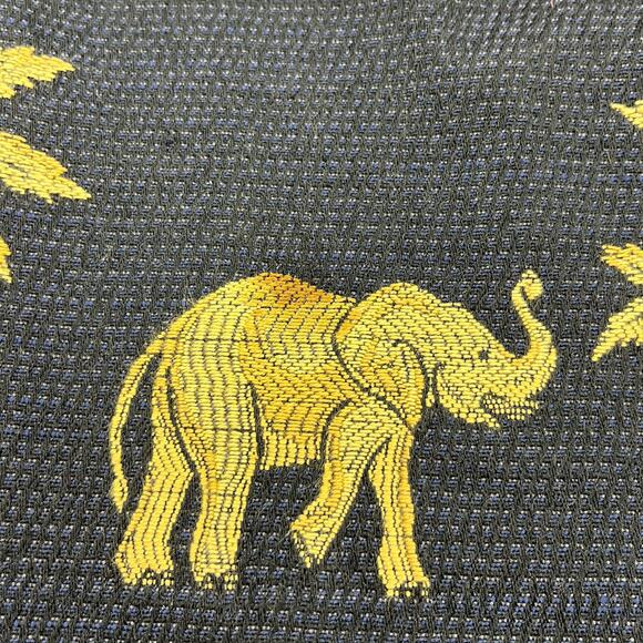 Vintage Steven Stolman Black Navy Gold Elephant Palm Tree Straight Pencil Skirt - Picture 7 of 12